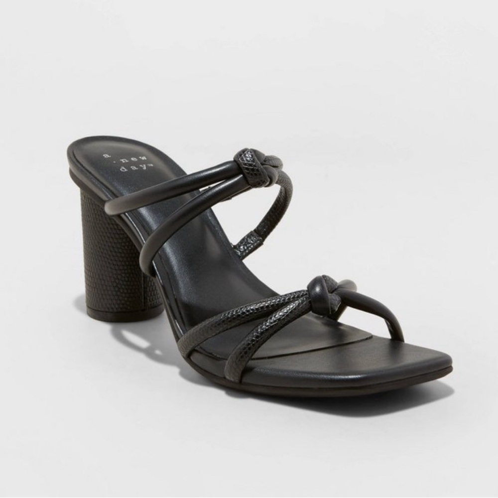 a new day Black Strappy Block Heel Sandal